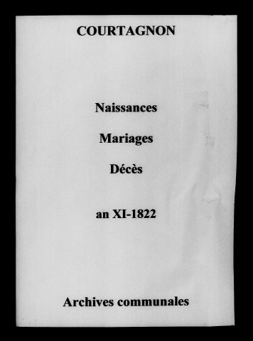 Courtagnon. Naissances, mariages, décès an XI-1822