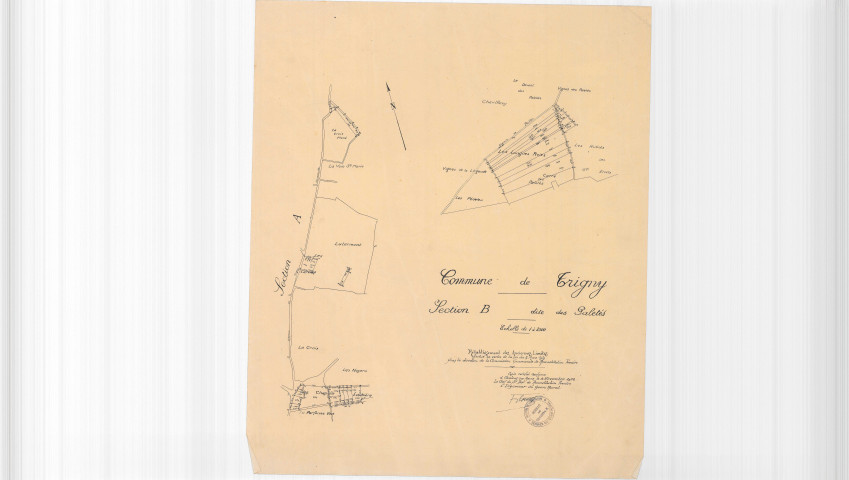 Trigny (51582). Section B échelle 1/2500, plan mis à jour pour 1932, plan non régulier (papier).