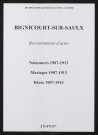 Bignicourt-sur-Saulx. Naissances, mariages, décès 1907-1913 (reconstitutions)