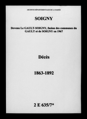 Soigny. Décès 1863-1892