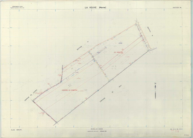 Veuve (La) (51617). Section YH échelle 1/2000, plan remembré pour 1983 (extension sur Juvigny W et D), plan régulier (papier armé)