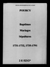 Pourcy. Baptêmes, mariages, sépultures 1731-1791