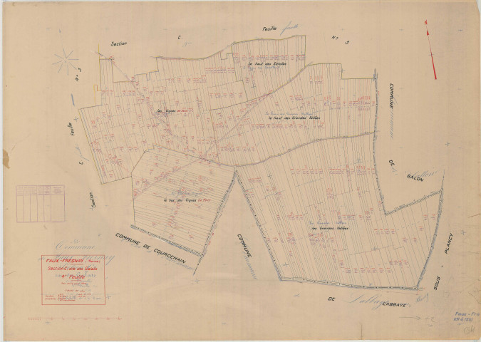 Faux-Fresnay (51243). Section C4 échelle 1/2000, plan mis à jour pour 01/01/1940, non régulier (papier)