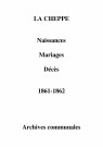 Cheppe (La). Naissances, mariages, décès 1861-1862