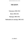 Muizon. Naissances, décès, mariages, publications de mariage 1903-1912