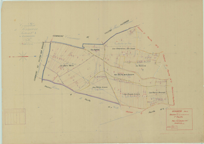 Sermiers (51532). Section C1 échelle 1/2500, plan mis à jour pour 1940, plan non régulier (papier).