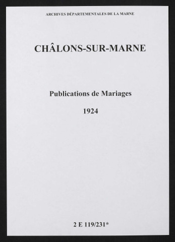 Châlons-sur-Marne. Publications de mariage 1924