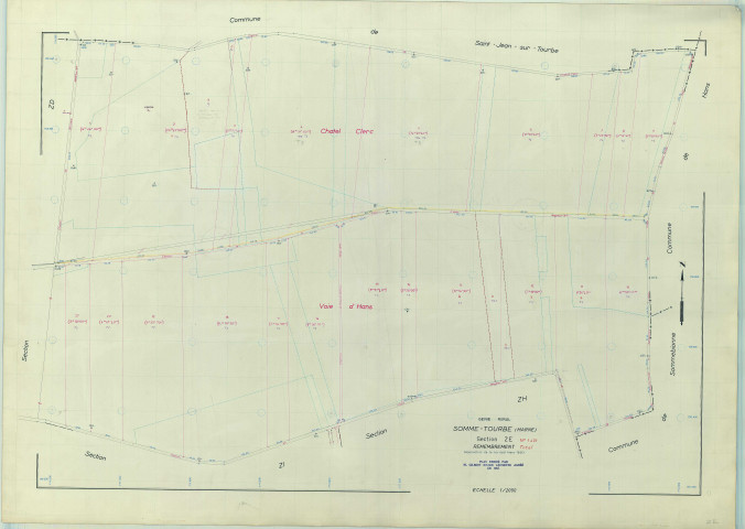 Somme-Tourbe (51547). Section ZE échelle 1/2000, plan remembré pour 1963, plan régulier (papier armé)