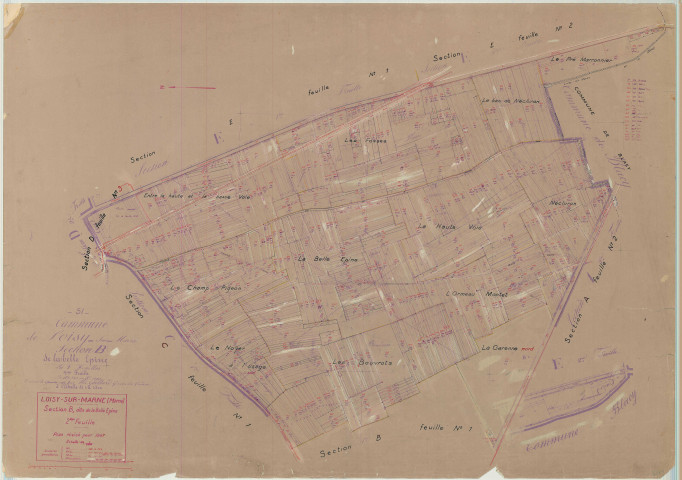 Loisy-sur-Marne (51328). Section B2 échelle 1/2500, plan mis à jour pour 1947, plan non régulier (papier)