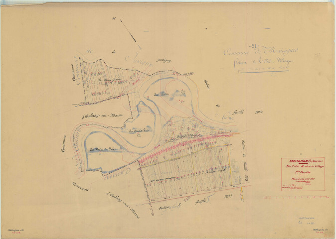 Matougues (51357). Section A1 échelle 1/2500, plan mis à jour pour 1957, plan non régulier (papier)