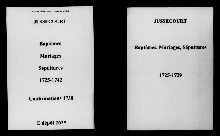 Jussecourt. Baptêmes, mariages, sépultures 1725-1742