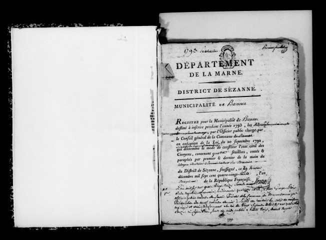 Bannes. Publications de mariage, mariages 1793-an X
