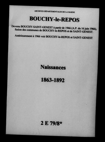 Bouchy-le-Repos. Naissances 1863-1892