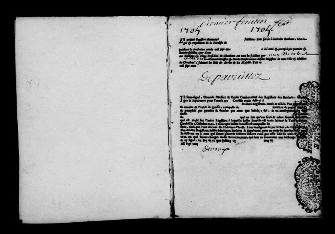 Mesnil-sur-Oger (Le). Baptêmes, mariages, sépultures 1705-1712
