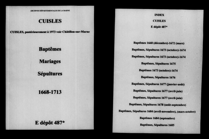 Cuisles. Baptêmes, mariages, sépultures 1668-1713