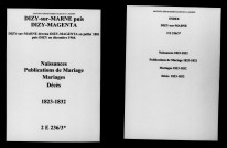 Dizy-sur-Marne. Naissances, publications de mariage, mariages, décès 1823-1832