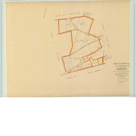 Witry-lès-Reims (51662). Section X2 échelle 1/2500, plan remembré pour 1954, plan régulier (papier).