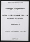 Communes de Mairy-sur-Marne à Vraux de l'arrondissement de Châlons. Naissances 1920