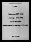 Gueux. Naissances, mariages, décès, publications de mariage 1873-1882