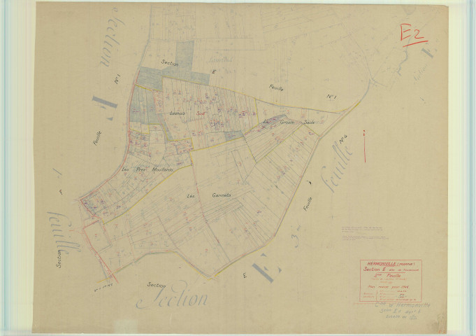 Hermonville (51291). Section E2 échelle 1/1250, plan mis à jour pour 1946, plan non régulier (papier).