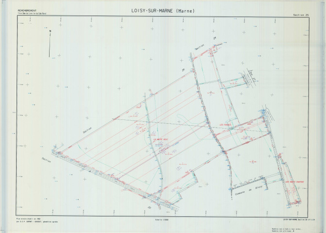 Loisy-sur-Marne (51328). Section ZS échelle 1/2000, plan remembré pour 1968, plan régulier (calque)