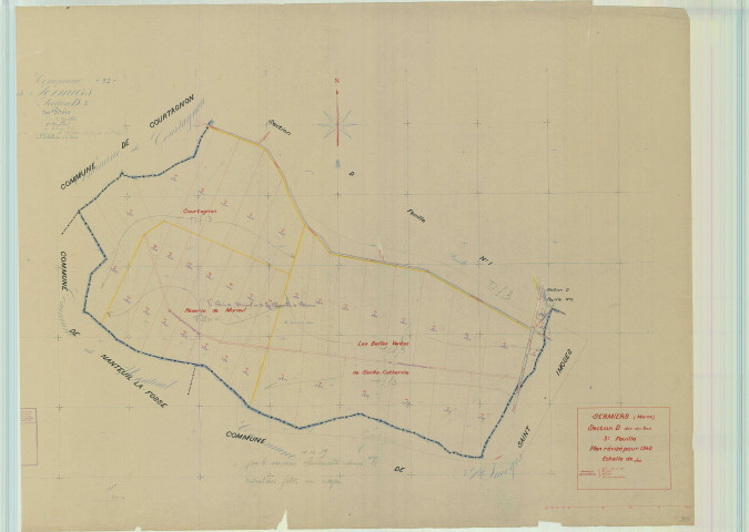 Sermiers (51532). Section D3 échelle 1/5000, plan mis à jour pour 1940, plan non régulier (papier).