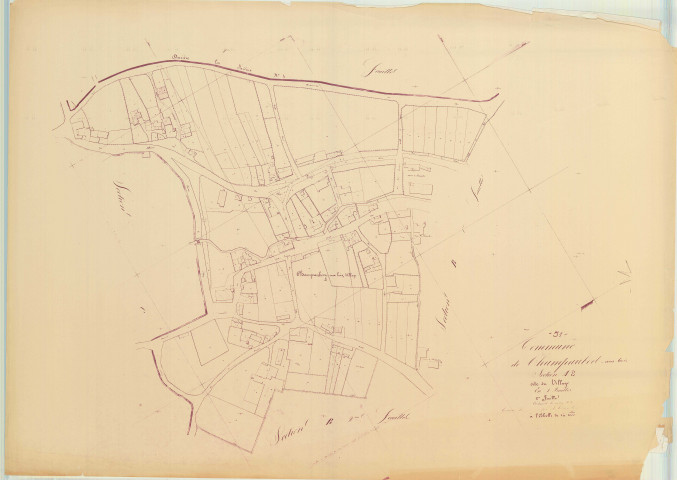 Giffaumont-Champaubert (51269). Section 114 A2 échelle 1/1000, plan napoléonien sans date (copie du plan napoléonien), plan non régulier (papier)