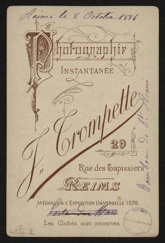 REIMS. Tombeau Saint-Remy (8 octobre 1884).