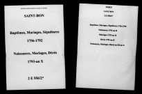 Saint-Bon. Baptêmes, mariages, sépultures puis naissances, mariages, décès 1756-an X
