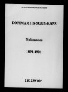 Dommartin-sous-Hans. Naissances 1892-1901