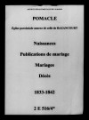 Pomacle. Naissances, publications de mariage, mariages, décès 1833-1842