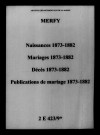 Merfy. Naissances, mariages, décès, publications de mariage 1873-1882