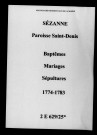 Sézanne. Saint-Denis. Baptêmes, mariages, sépultures 1774-1783