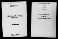 Mutigny. Publications de mariage, mariages 1793-an VIII