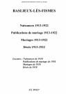Baslieux-lès-Fismes. Naissances, publications de mariage, mariages, décès 1913-1922