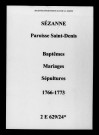 Sézanne. Saint-Denis. Baptêmes, mariages, sépultures 1766-1773