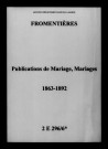 Fromentières. Publications de mariage, mariages 1863-1892