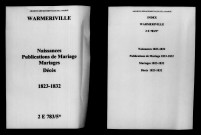 Warmeriville. Naissances, publications de mariage, mariages, décès 1823-1832