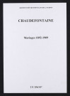 Chaudefontaine. Mariages 1892-1909