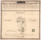 Plan d'une pièce de terre partie en bois, lieu-dit Bemehon, dépendant de la baronnie des Pautés (Potées) (1722), Lanoise