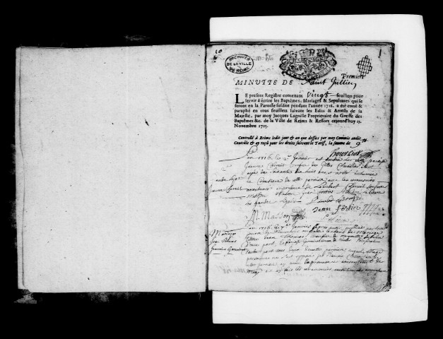 Reims. Saint-Julien. Baptêmes, mariages, sépultures, confirmations 1716-1725