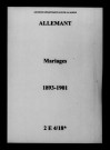 Allemant. Mariages 1893-1901