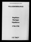 Ville-Dommange. Baptêmes, mariages, sépultures 1710-1750