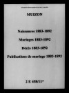 Muizon. Naissances, mariages, décès, publications de mariage 1883-1892