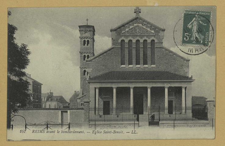 REIMS. 167. Reims avant le bombardement. Église Saint-Benoît / L.L.