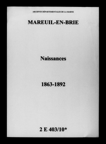 Mareuil-en-Brie. Naissances 1863-1892