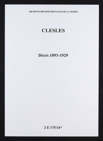 Clesles. Décès 1893-1929
