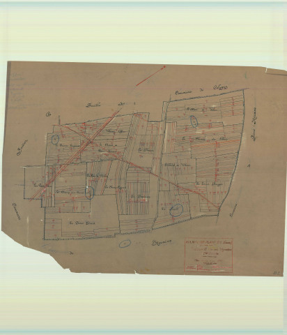 Val-des-Marais (51158). Aulnay-aux-Planches (51021). Section B2 échelle 1/2500, plan mis à jour pour 1933, plan non régulier (calque)