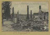 FRIGNICOURT. 3. Bataille de la Marne (6 au 12 septembre 1914). Frignicourt, près de Vitry-le-François (Marne). Route de Vitry à Moutierender [Montier-en-Der] / A. Humbert, photographe à Saint-Dizier.