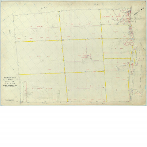 Warmeriville (51660). Section ZC échelle 1/2000, plan remembré pour 1974, plan régulier (papier armé).